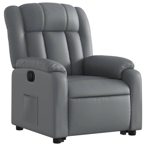 Sillón reclinable elevable eléctrico de cuero sintético gris M 3