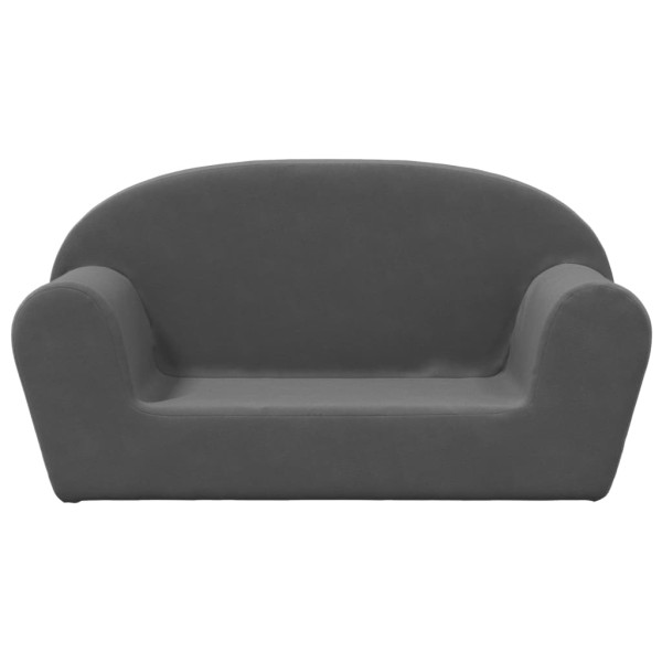 Sofá infantil de 2 lugares pelúcia macia antracite M 3