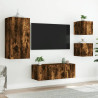 Muebles TV pared con LED 5 pzas madera ingeniería roble ahumado 5