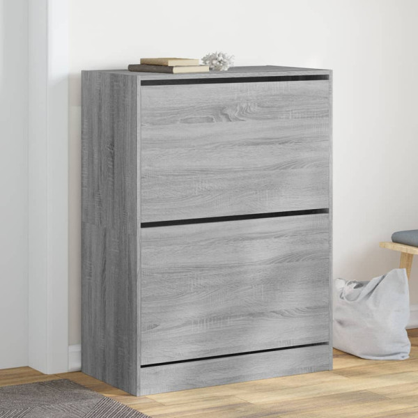 Mueble zapatero 2 cajones abatibles gris Sonoma 80x42x108 cm D