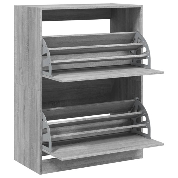 Mueble zapatero 2 cajones abatibles gris Sonoma 80x42x108 cm M 5