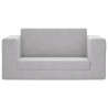 Sofá cama de niños 2 plazas felpa suave gris claro 3