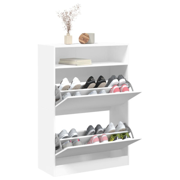 Mueble zapatero con 2 cajones abatibles blanco 80x34x116 cm M 4