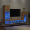 Muebles TV pared con LED 4 pzas madera ingeniería roble Sonoma 4