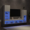 Muebles de TV de pared con LED 4 pzas madera ingeniería blanco 4