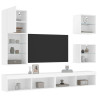 Muebles de TV de pared con LED 5 pzas madera ingeniería blanco 1