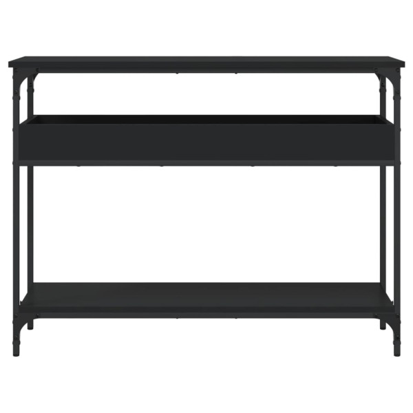 Mesa consola c/ prateleira 100x29x75 cm derivados madeira preto M 4