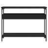 Mesa consola con estante madera ingeniería negra 100x29x75 cm 4