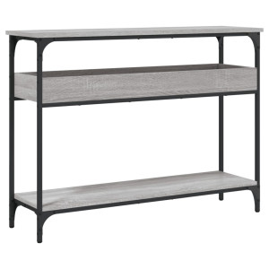 Mesa consola estante madera ingeniería Sonoma gris 100x29x75 cm H