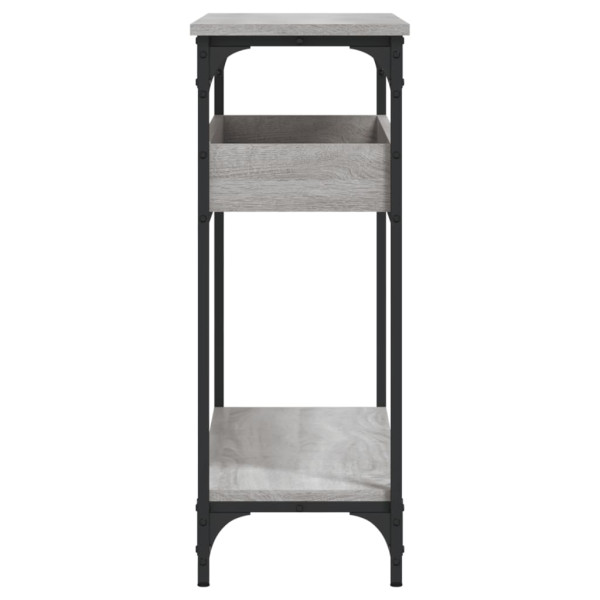 Mesa consola estante madera ingeniería Sonoma gris 100x29x75 cm M 5