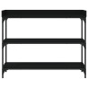 Mesa consola con estantes negro 100x30x80 cm 4