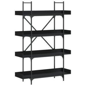 Librería de 4 estantes madera ingeniería negro 100x33x145.5 cm H