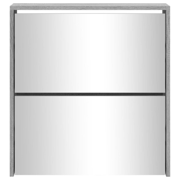 Mueble zapatero con espejo 2 niveles gris Sonoma 63x17x67 cm M 5