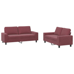 2 pcs conjunto de sofás tecido vermelho-tinto H