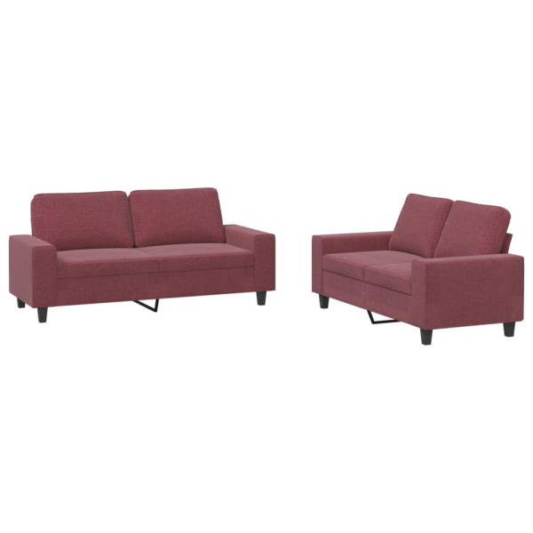 2 pcs conjunto de sofás tecido vermelho-tinto M 2