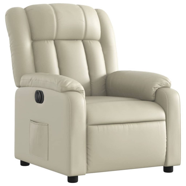 Sillón reclinable eléctrico de cuero sintético crema M 3