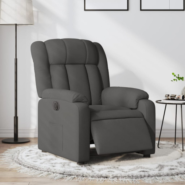 Sillón reclinable eléctrico de tela gris oscuro D