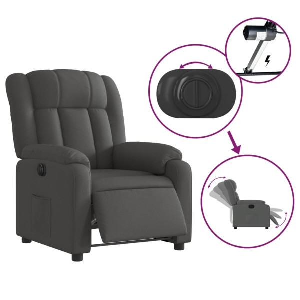 Sillón reclinable eléctrico de tela gris oscuro M 5