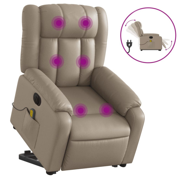 Sillón reclinable de masaje eléctrico cuero sintético capuchino M 2