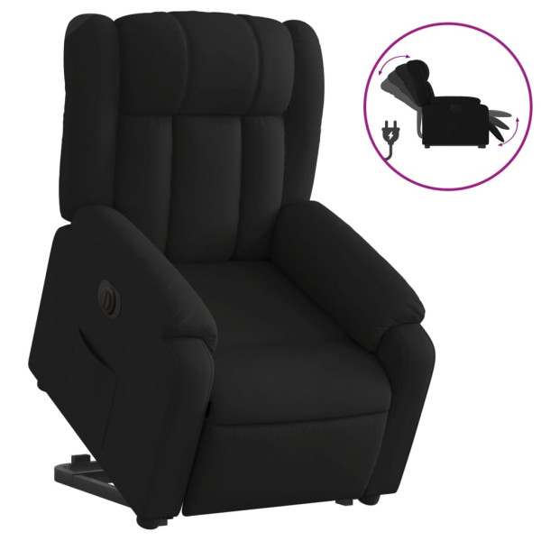 Sillón eléctrico reclinable elevable de tela negro M 2
