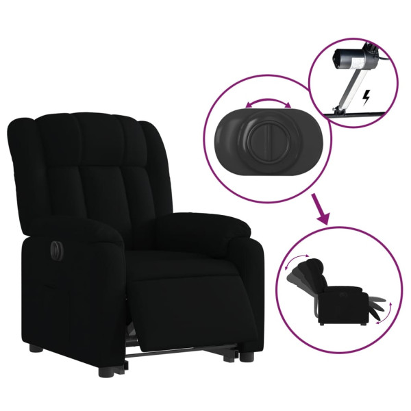 Sillón eléctrico reclinable elevable de tela negro M 5