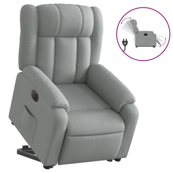 Sillón eléctrico reclinable elevable de tela gris claro M 2