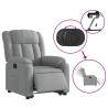 Sillón eléctrico reclinable elevable de tela gris claro 5