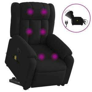 Sillón de masaje eléctrico reclinable elevable tela negro H