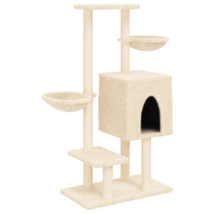 Árvore para gatos c/ postes arranhadores sisal 117 cm cor creme H
