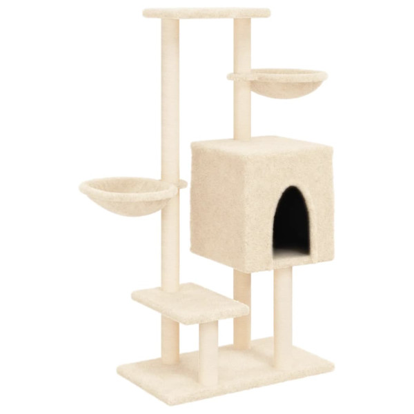 Rascador para gatos con postes de sisal color crema 117 cm M 2