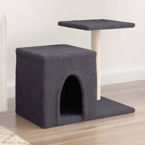 Rascador para gatos con postes de sisal gris oscuro 50.5 cm D