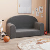 Sofá para niños de 2 plazas felpa suave gris antracita 1