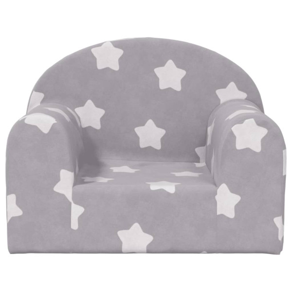 Sofá para niños felpa suave gris claro con estrellas M 3