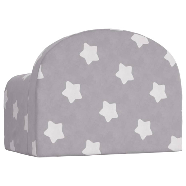 Sofá para niños felpa suave gris claro con estrellas M 5