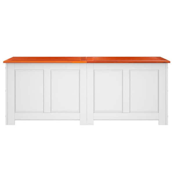 Baúl de almacenaje con tapa madera de acacia marrón y blanco M 4
