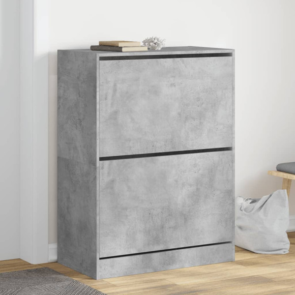 Mueble zapatero 2 cajones abatibles gris hormigón 80x42x108 cm D
