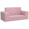 Sofá-cama infantil de 2 lugares pelúcia macia rosa 2