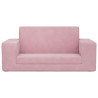 Sofá-cama infantil de 2 lugares pelúcia macia rosa 3