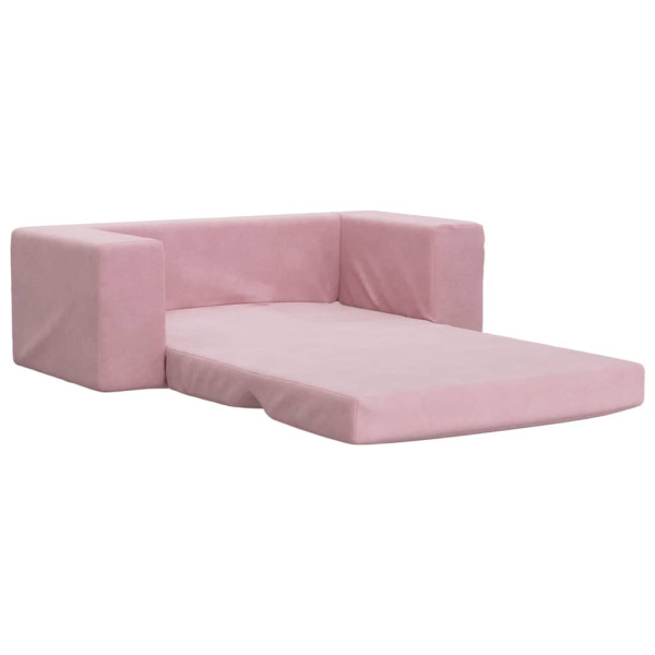 Sofá cama para niños de 2 plazas felpa suave rosa M 4
