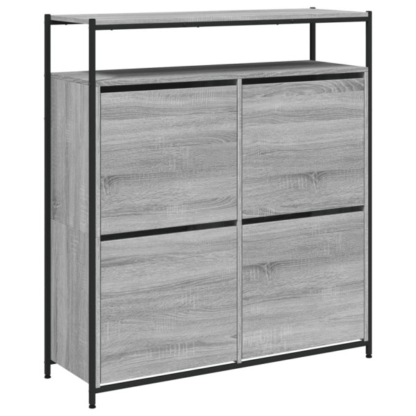 Mueble zapatero 4 cajones abatibles gris Sonoma 100x34x112 cm M 2
