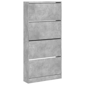 Mueble zapatero 4 cajones abatibles gris hormigón 80x21x163.5cm H