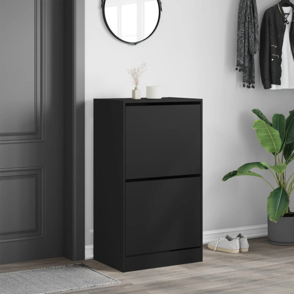 Mueble zapatero con 2 cajones abatibles negro 60x42x108 cm M 3