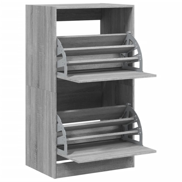 Mueble zapatero 2 cajones abatibles gris Sonoma 60x42x108 cm M 5