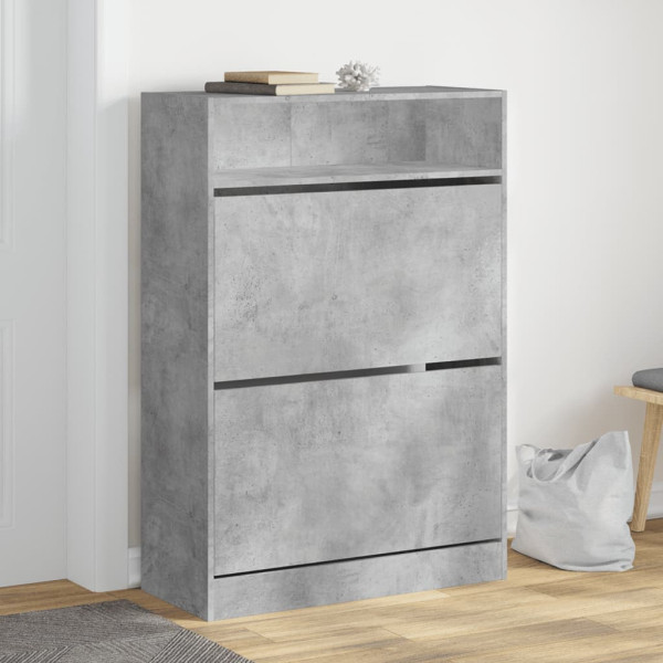Mueble zapatero 2 cajones abatibles gris hormigón 80x34x116 cm D