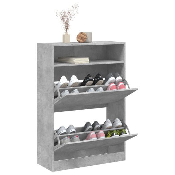 Mueble zapatero 2 cajones abatibles gris hormigón 80x34x116 cm M 4