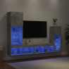Muebles TV pared con LED 4 pzas madera ingeniería gris hormigón 4