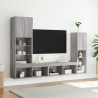 Muebles TV pared con LED 4 pzas madera ingeniería gris Sonoma 5