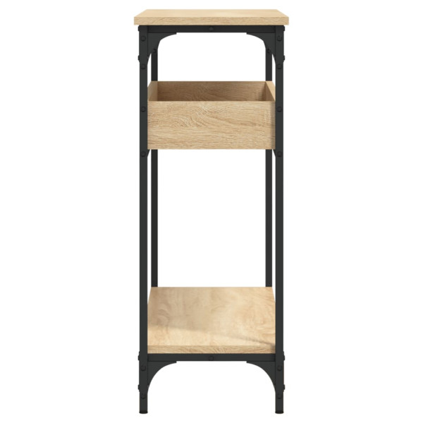 Mesa consola estante madera ingeniería roble Sonoma 100x29x75cm M 5