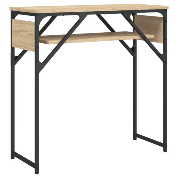 Mesa consola estante madera ingeniería roble Sonoma 75x30x75 cm M 2