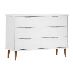 Mesita de noche MOLDE madera maciza de pino blanca 113x40x80 cm H